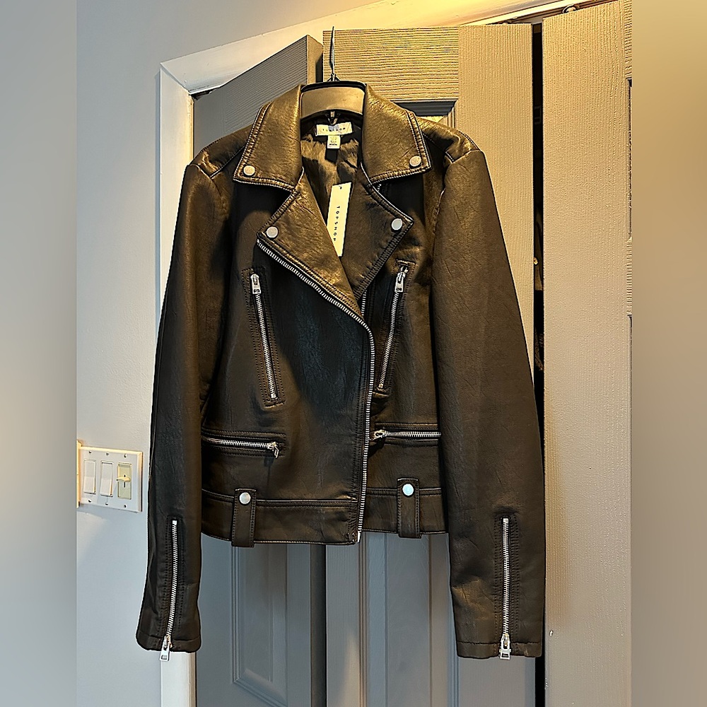 Nordstroms Top Shop faux leather jacket